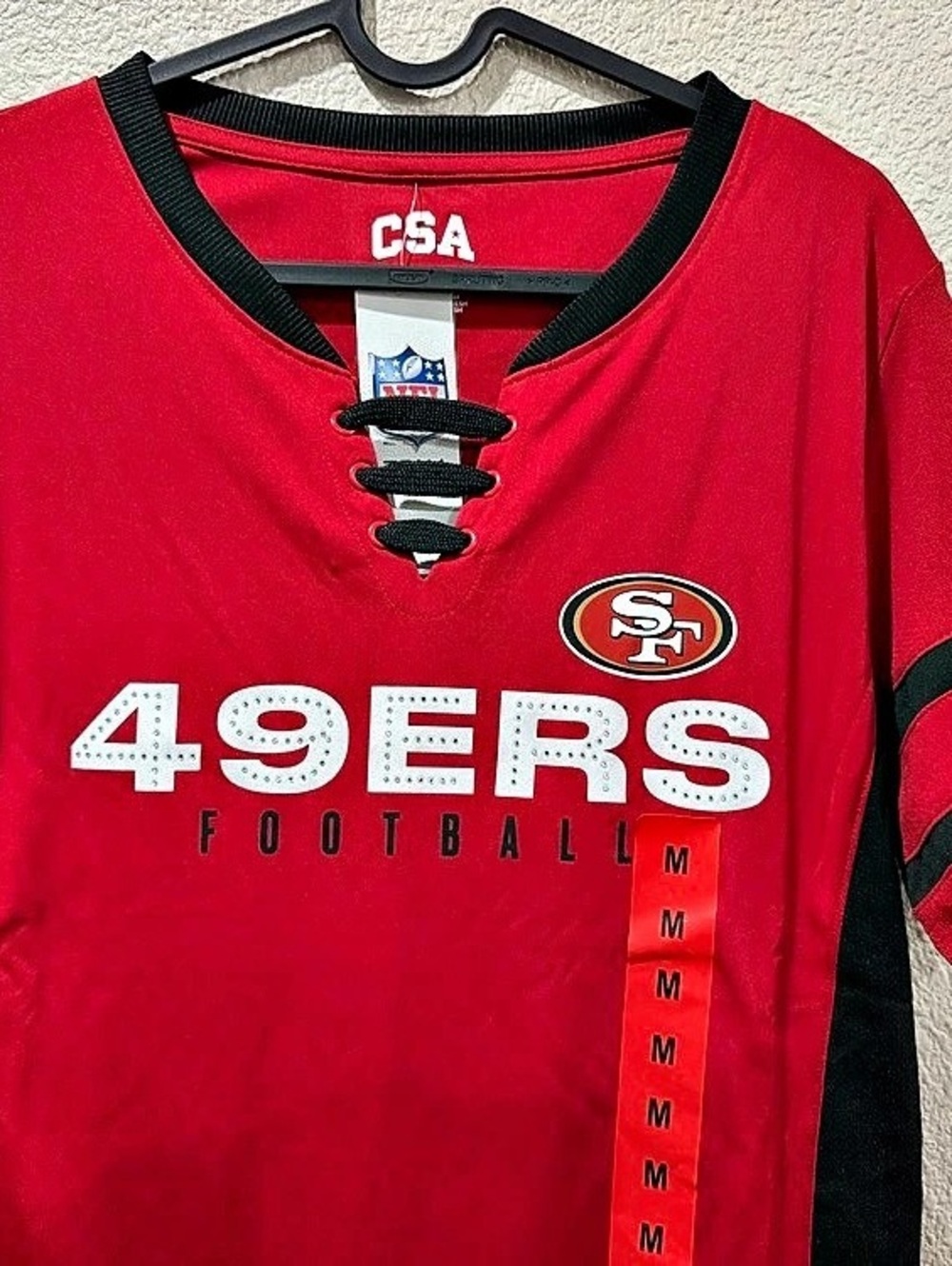 CSA San Francisco 49ers Football jersey Football Jersey in Red & Black Women Siz